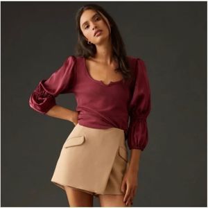 Anthropologie Maeve Ribbed Tiered Sleeve Top 2X